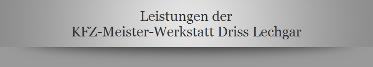 Leistungen der
KFZ-Meister-Werkstatt Driss Lechgar